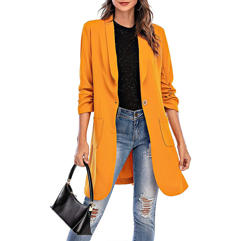 Damen Langer, eleganter Blazer mit Taschen und stilvollem Schnitt Drune