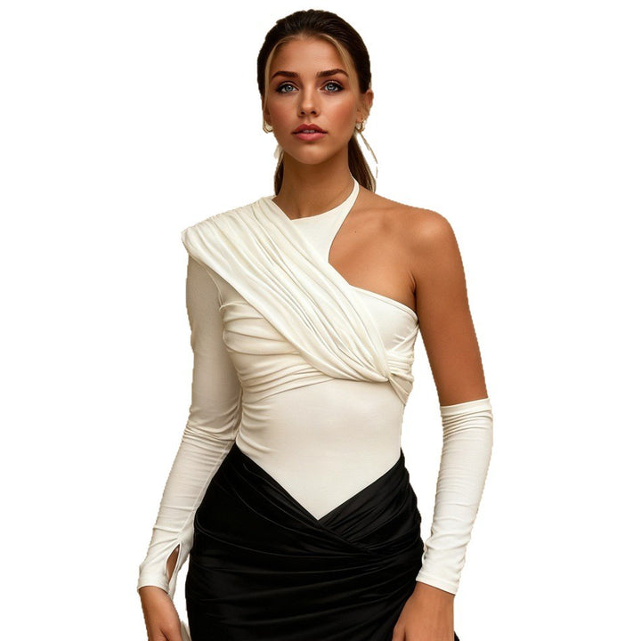 Damen Elegantes asymmetrisches Oberteil mit raffiniertem Wickeldesign Drune