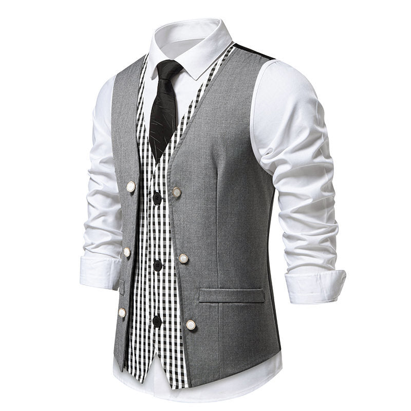 Herren elegante Anzugweste mit kontrastierendem Innenmuster Drune