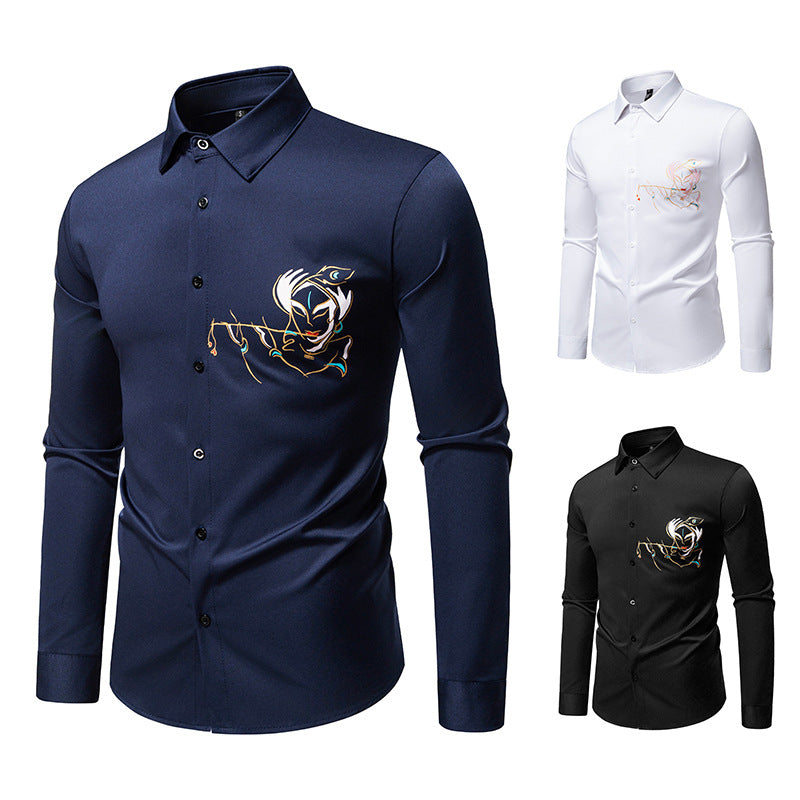 Herren Langarmhemden mit einzigartigem Stickdesign Drune
