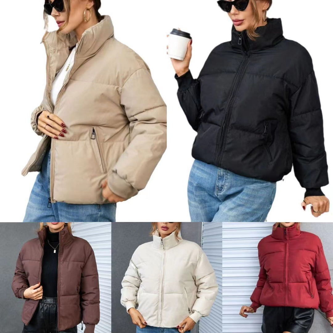 Damen gesteppte Winterjacke im sportlichen Design mit hohem Kragen Drune