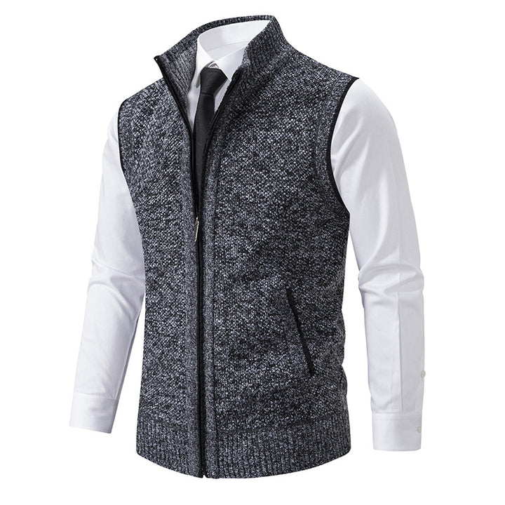 Herren nan elegante Strickweste mit Stehkragen und verdecktem Reißverschluss Drune