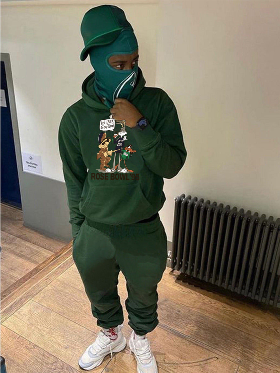 Damen Hoodie und Jogginghose Set mit kreativem Cartoon-Motiv und bequemer Passform Drune