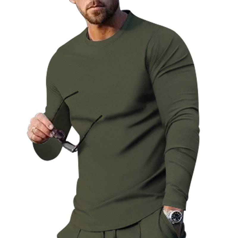 Herren hochwertiges Langarmshirt mit stylishem Rundhalsund und weicher Baumwollmischung Drune