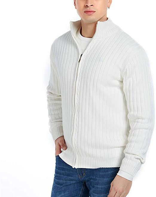 Herren Strickjacke mit modernen Zipper-Details und feinem Rippmuster Drune
