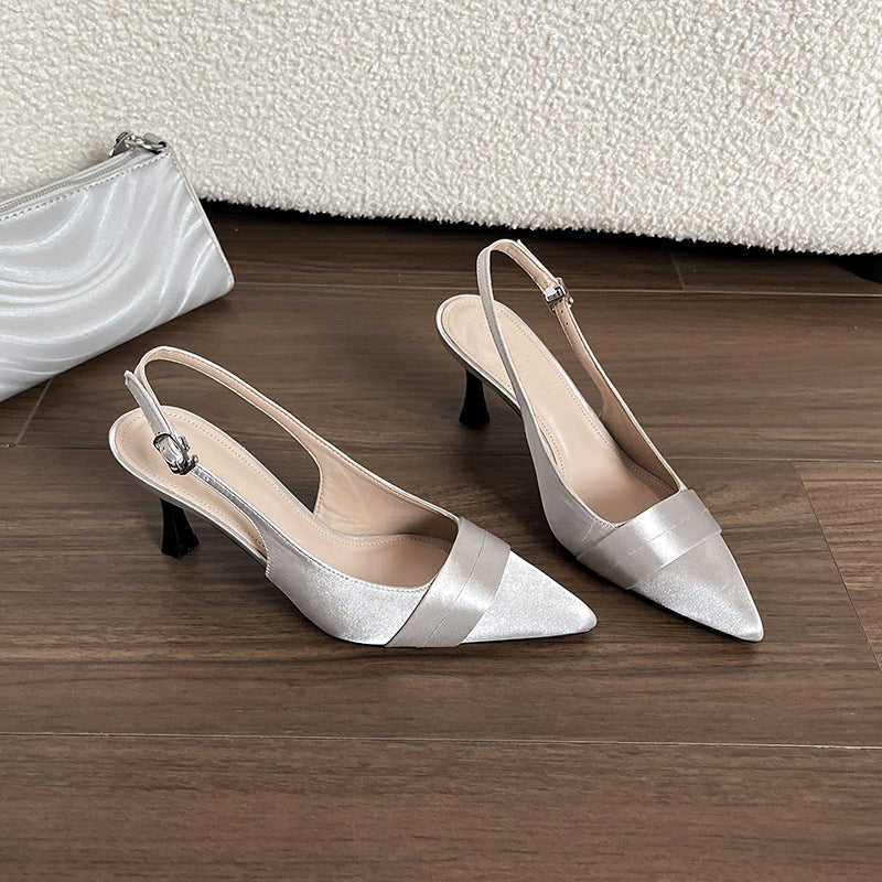 Damen Sling-Pumps mit Eleganter Satin-Oberfläche und Raffinierter Absatzhöhe Drune