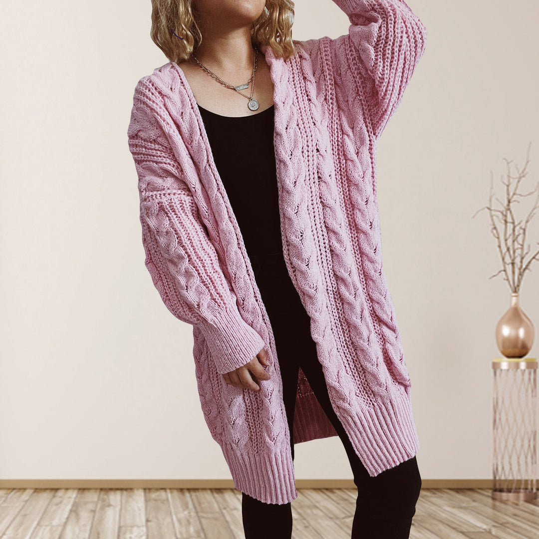Damen Grobstrickjacke mit voluminösen Ärmeln und strukturiertem Design Drune