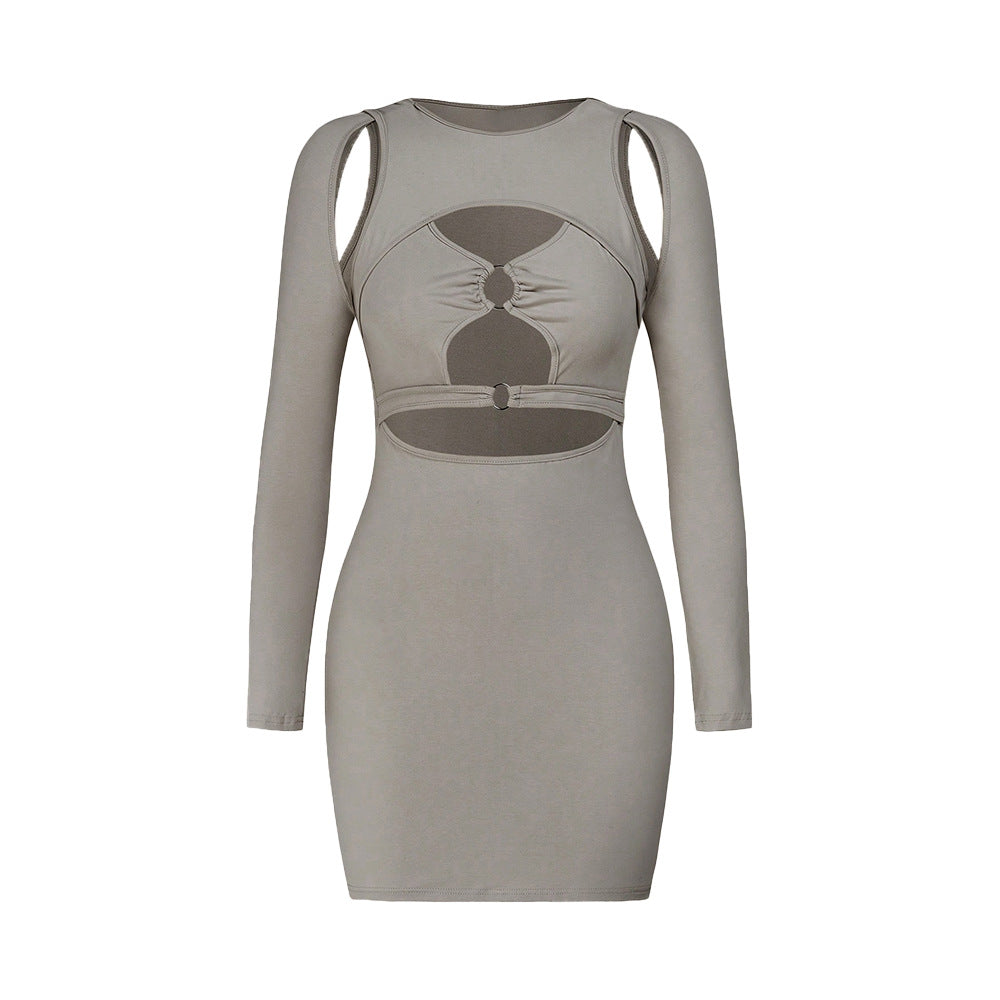 Damen Minikleid mit asymmetrischem Cut-Out und eleganten Ringdetails Drune