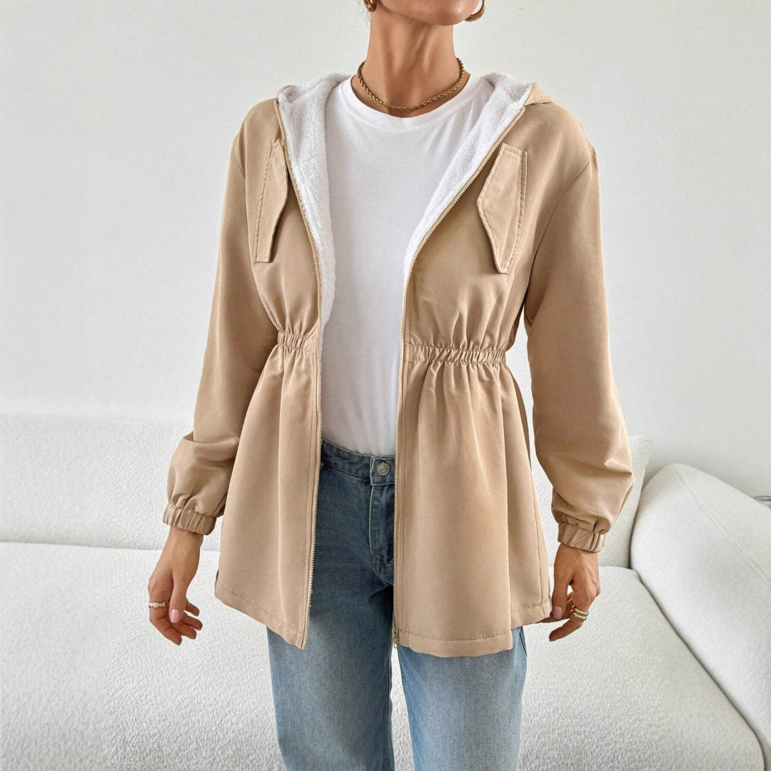 Damen Freizeitjacke mit verstellbarem Bund und Kapuze Drune