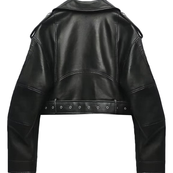 Damen modische Bikerjacke im minimalistischen Design mit praktischen Reißverschlusstaschen Drune
