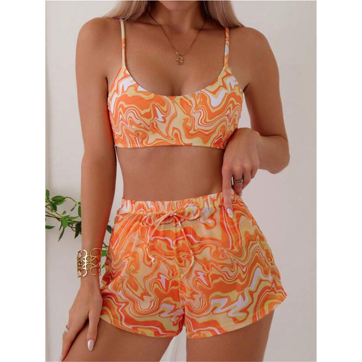 Damen Bikini-Set mit modischem Gummizug und trendy Wellenmuster Drune