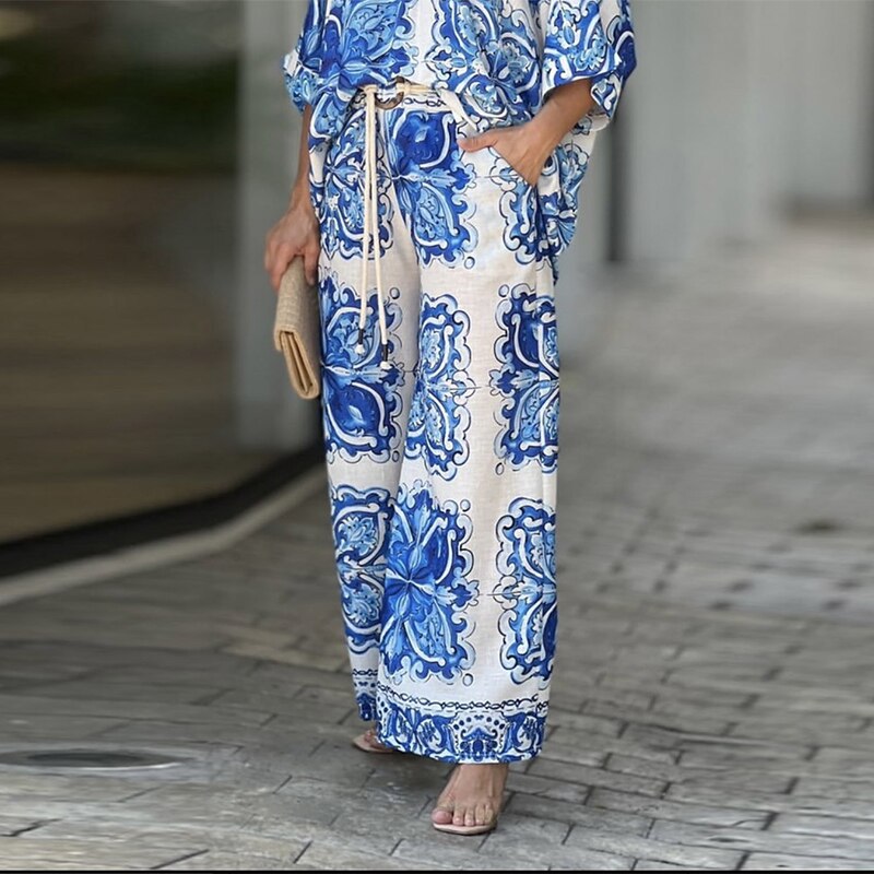 Damen Loungeanzug mit stilvollem Floralprint und lockerer Passform Drune