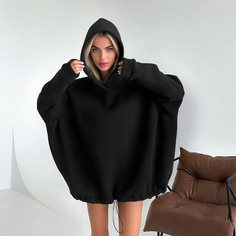 Damen oversized Hoodie mit verstellbarem Bund und Kängurutasche Drune
