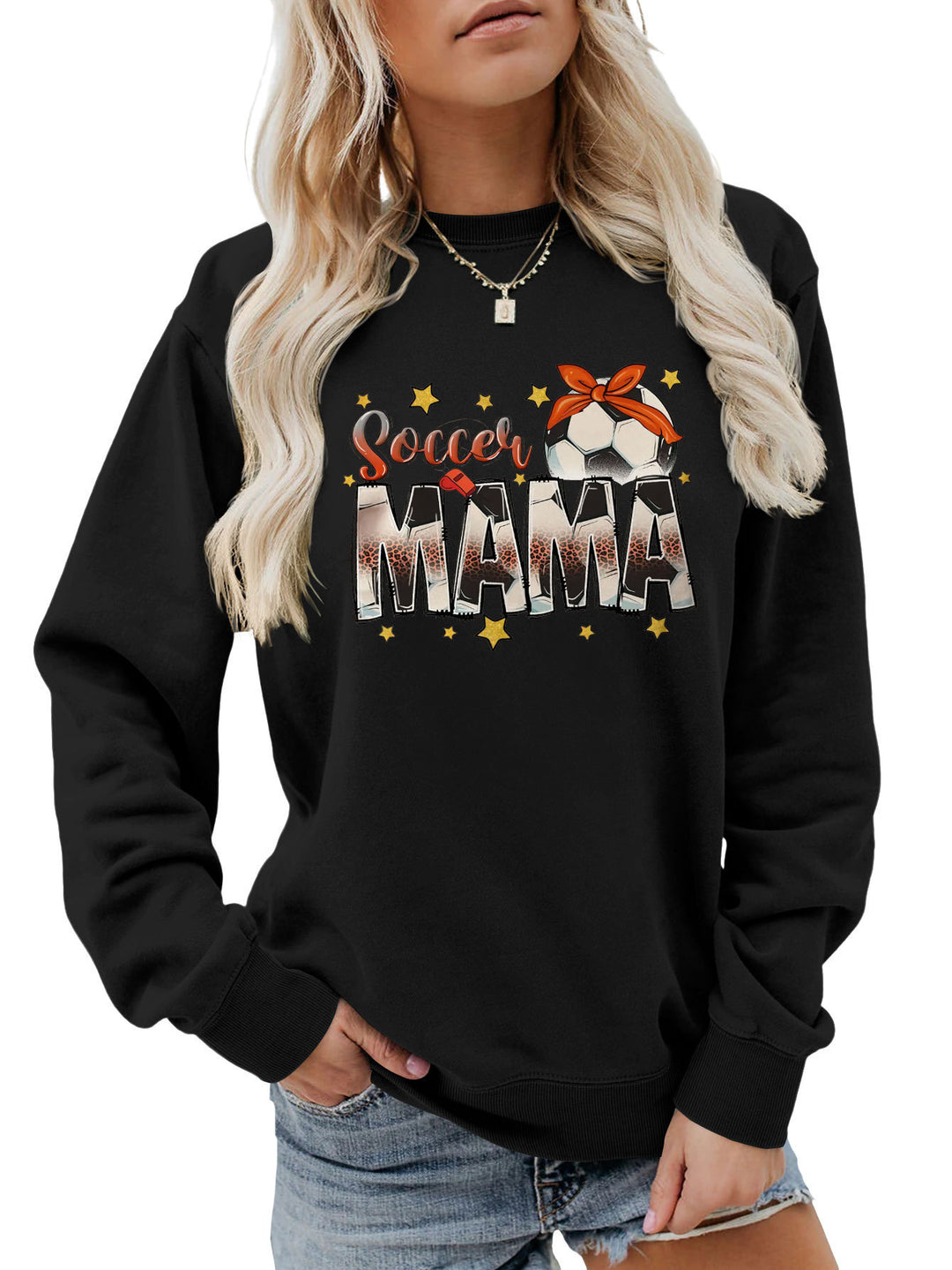 Damen Sweatshirt mit auffälligem "Soccer Mama" Aufdruck und bequemer Passform Drune