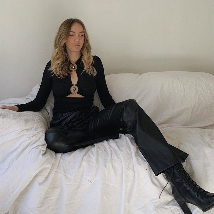Damen Body mit Raffungen und dekorativen Cut-Outs Drune