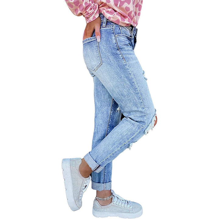 Femme High-Rise Distressed Boyfriend Jeans Drune