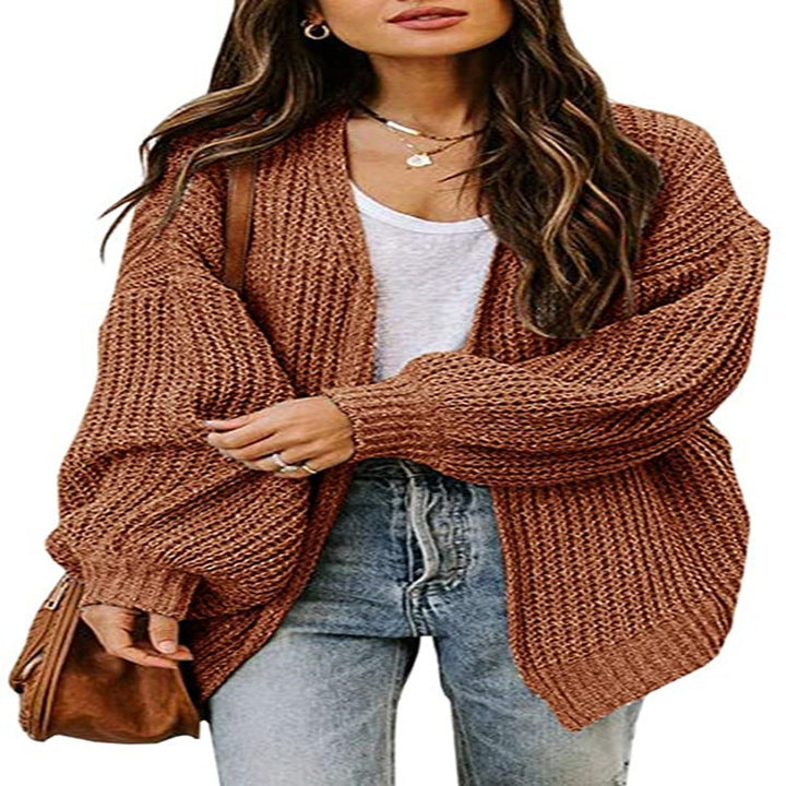 Damen Grobstrick-Pullover mit voluminösen Ärmeln und lässigem Schnitt Drune