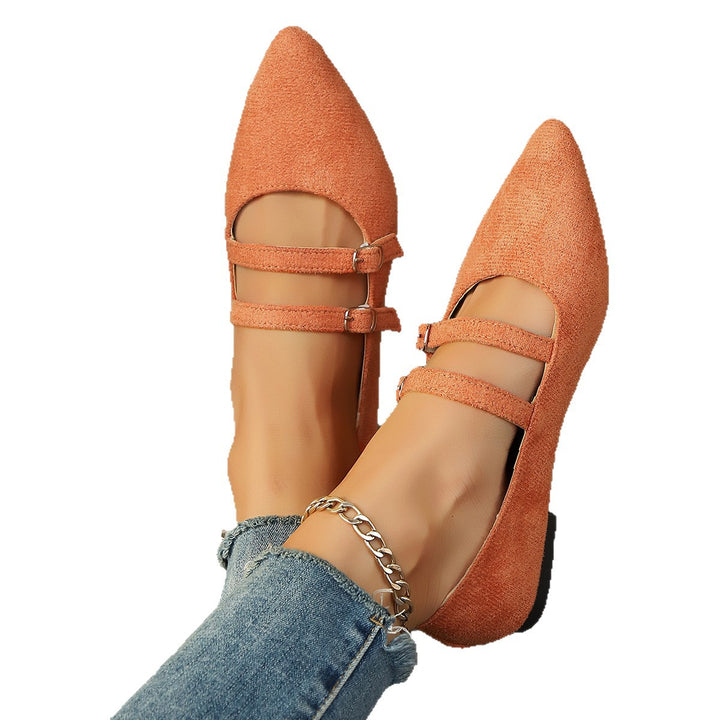 Damen nan spitze Mary-Jane Ballerinas mit doppelt verstellbaren Schnallenriemen und gepolstertem Komfortfußbett Drune