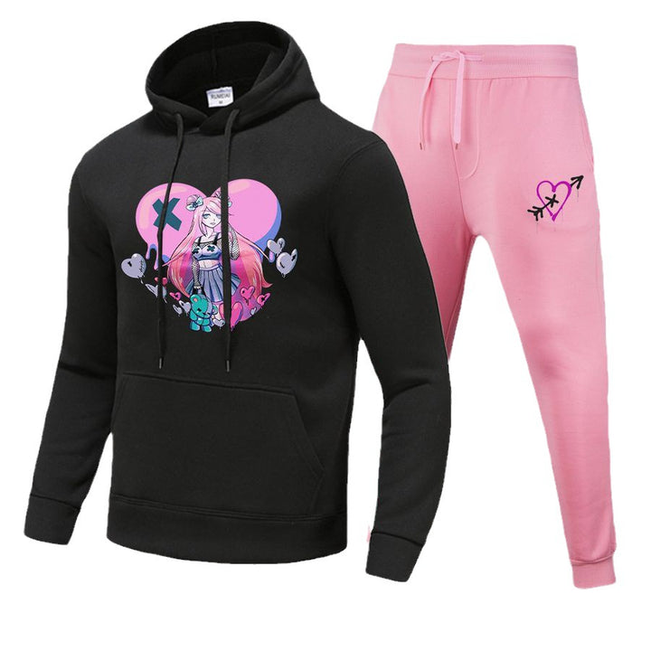 Damen Sportliches Hoodie- und Jogginghose-Set mit einzigartigem Grafikdesign Drune