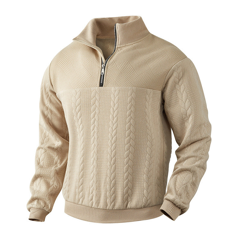 Herren Strickpullover mit Reißverschluss und strukturiertem Design Drune