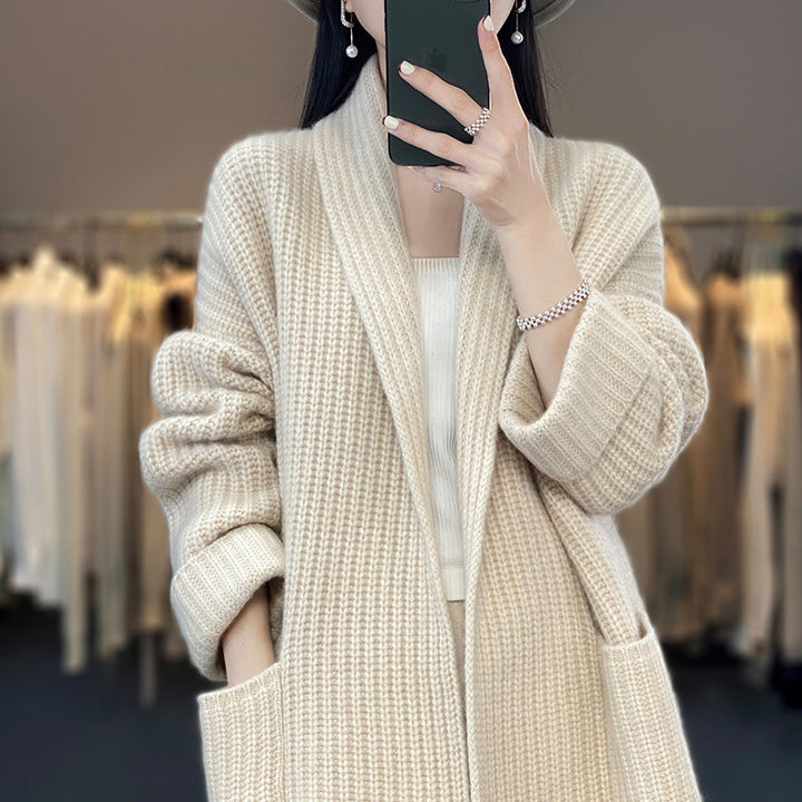 Damen Gemütlicher Strickcardigan mit tiefen Taschen Drune