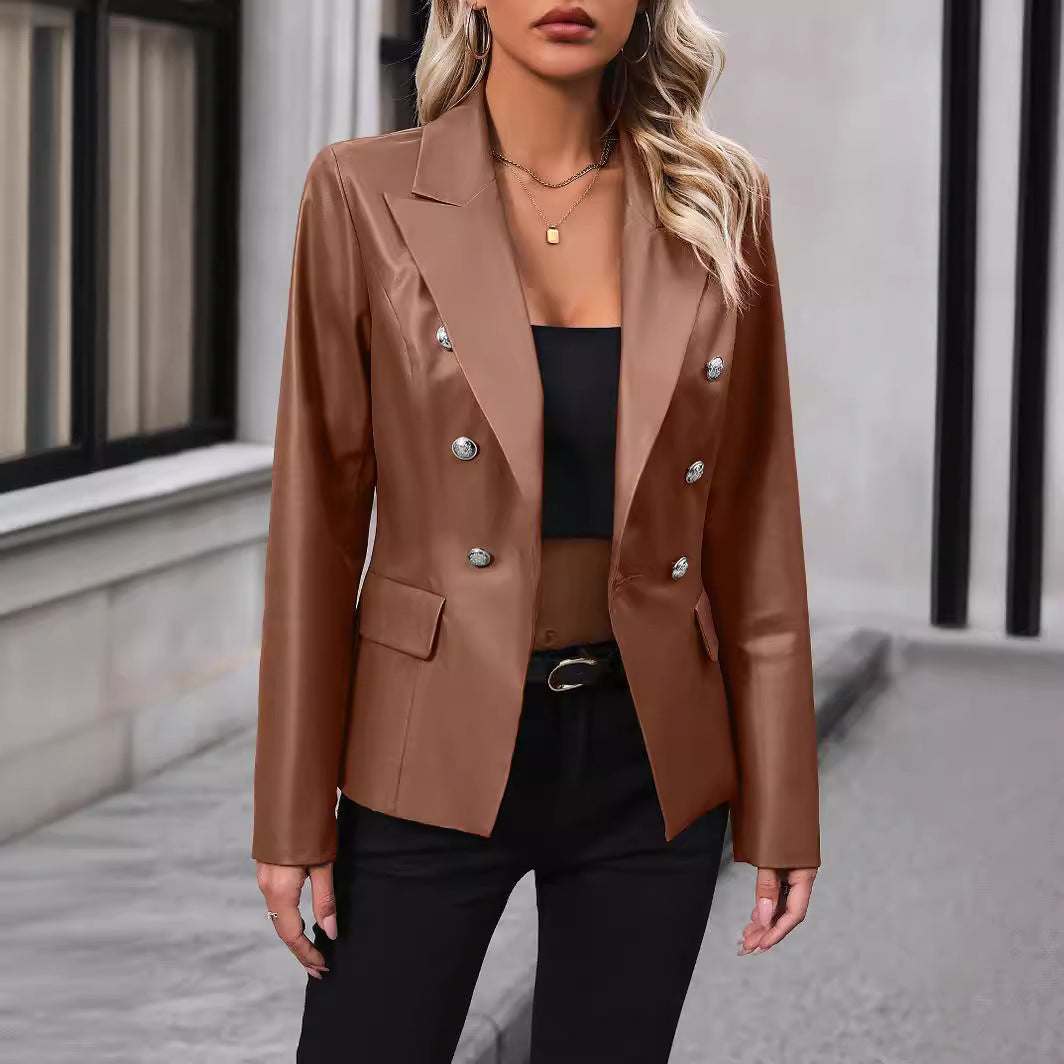 Drune | Blazer Maßgeschneiderte Anzugjacke Zweireiher Glatte Textur Formeller Stil