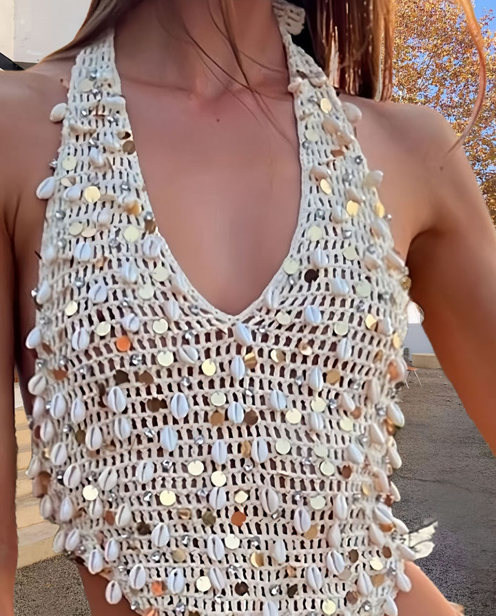 Damen Häkel-Badeanzugset mit Muscheldetails und trendigem Schnitt Drune