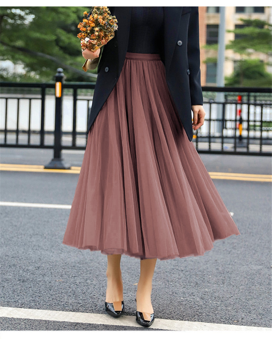 Damen Eleganter Tüll-Rock mit weit schwingendem Schnitt und dehnbarem Bund Drune