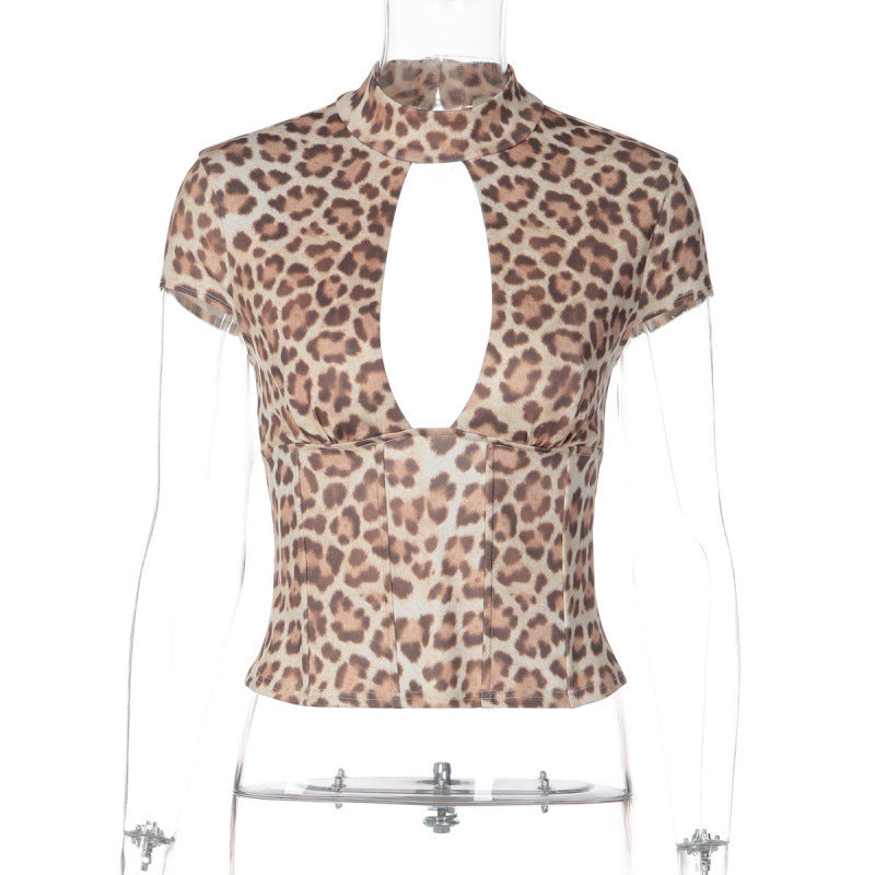 Damen figurbetontes Oberteil mit hochgeschlossenem Design und Cut-Out Akzent Drune