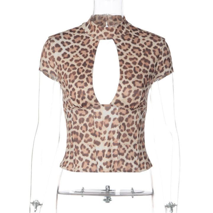 Damen figurbetontes Oberteil mit hochgeschlossenem Design und Cut-Out Akzent Drune
