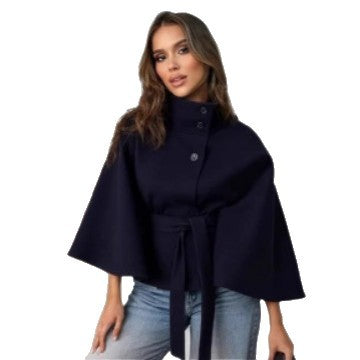 Damen Elegante Cape-Jacke mit Gürtel Drune