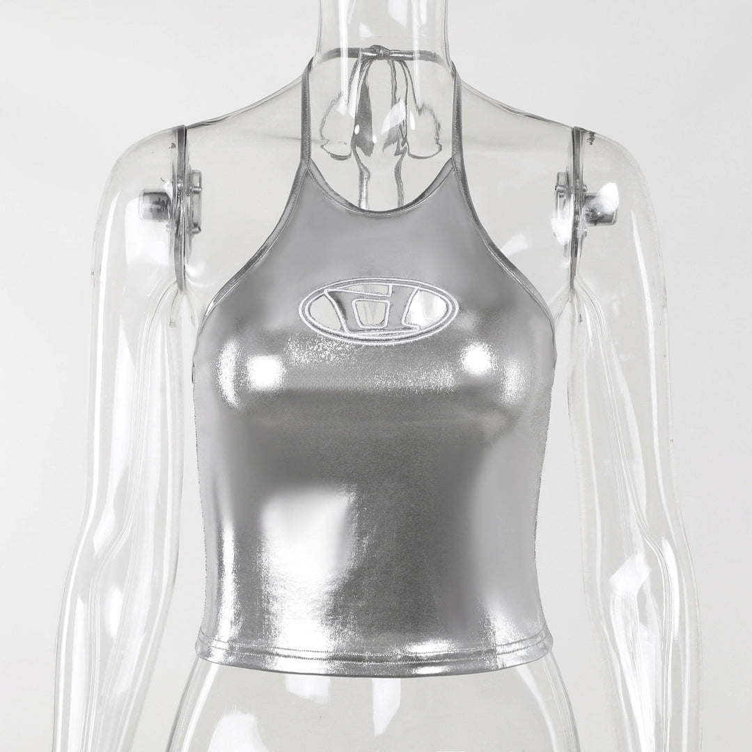 Damen Hochglänzendes Sportoberteil mit aufregendem Halterdesign Drune