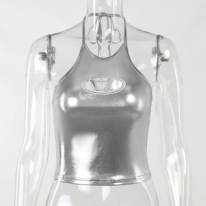Damen Hochglänzendes Sportoberteil mit aufregendem Halterdesign Drune