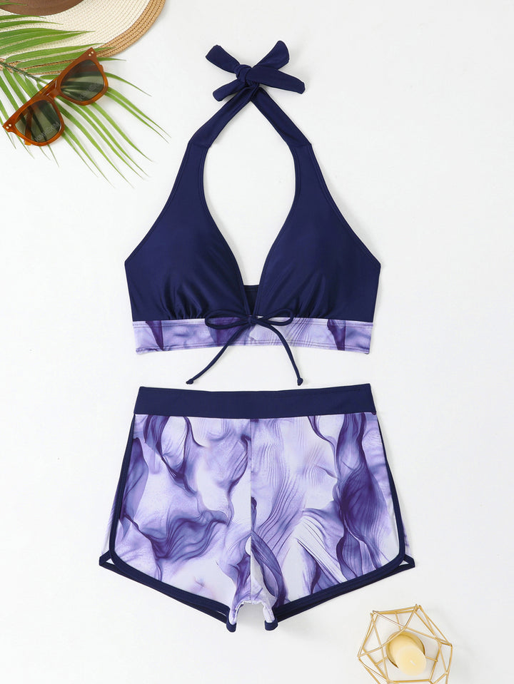 Damen Sportliches Bikini-Set mit tiefem V-Ausschnitt und komfortablen Shorts Drune