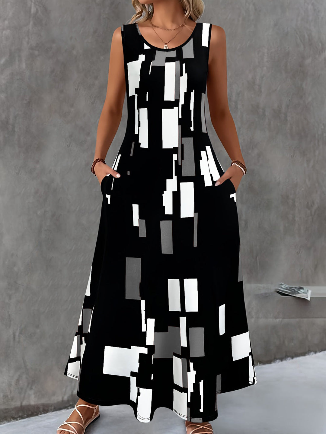Damen Maxikleid mit buntem Grafikdesign Drune