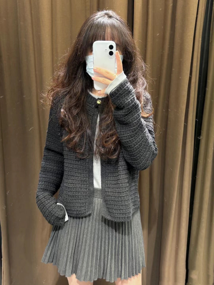Damen modische Strickjacke mit dekorativem Knopf und elegantem Schnitt Drune