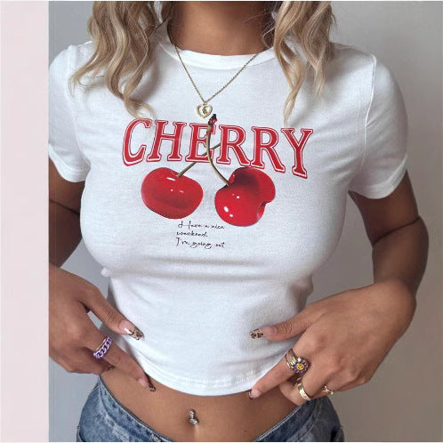Damen Crop-T-Shirt mit künstlerischem Blutdruck-Design Drune