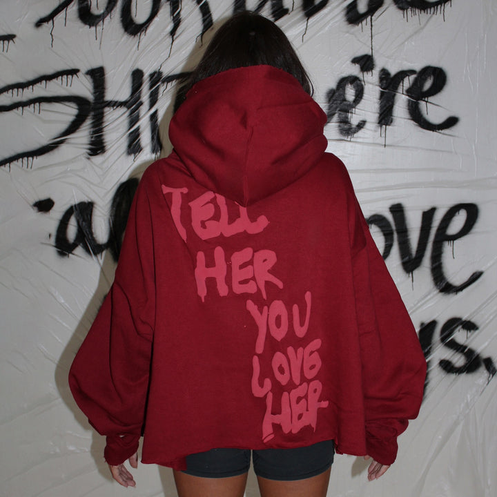 Damen Modischer Oversized Hoodie mit grafischem Print und Distressed-Details Drune