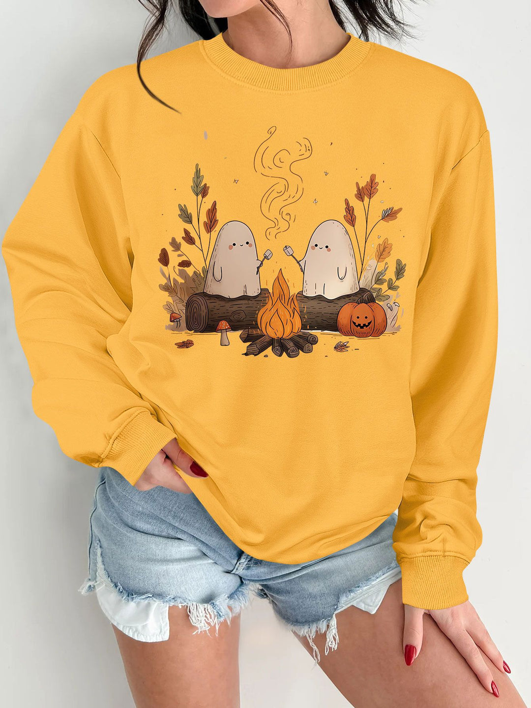 Damen Sweatshirt mit verspieltem Gruselmotiv und bequemer Passform Drune