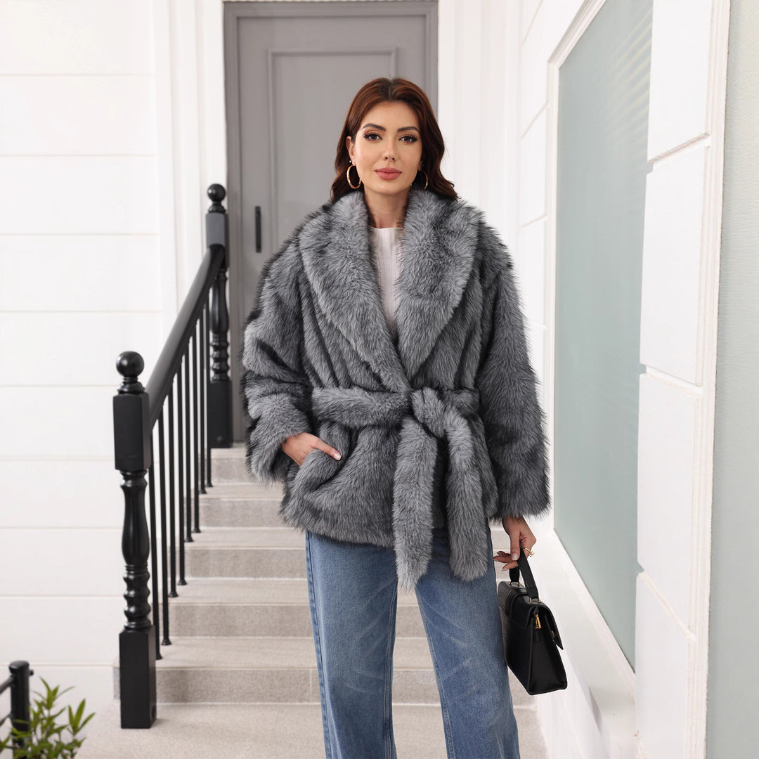 Damen Kuschelige und elegante Kunstfelljacke Drune