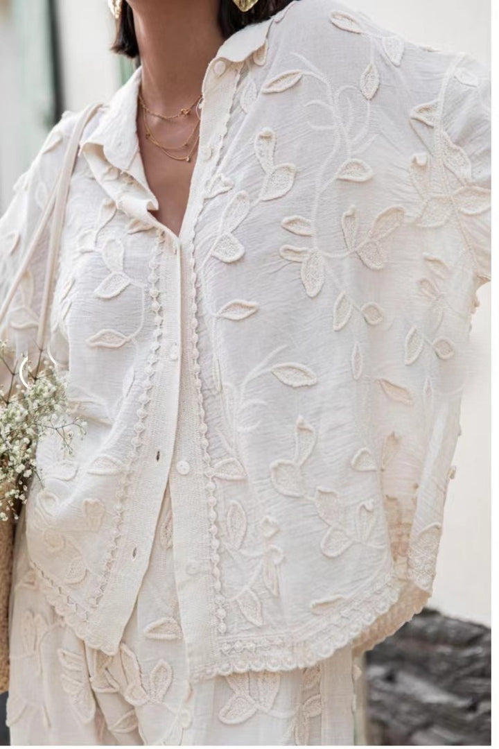 Damen Bluse mit feiner Stickerei und luftiger Passform Drune