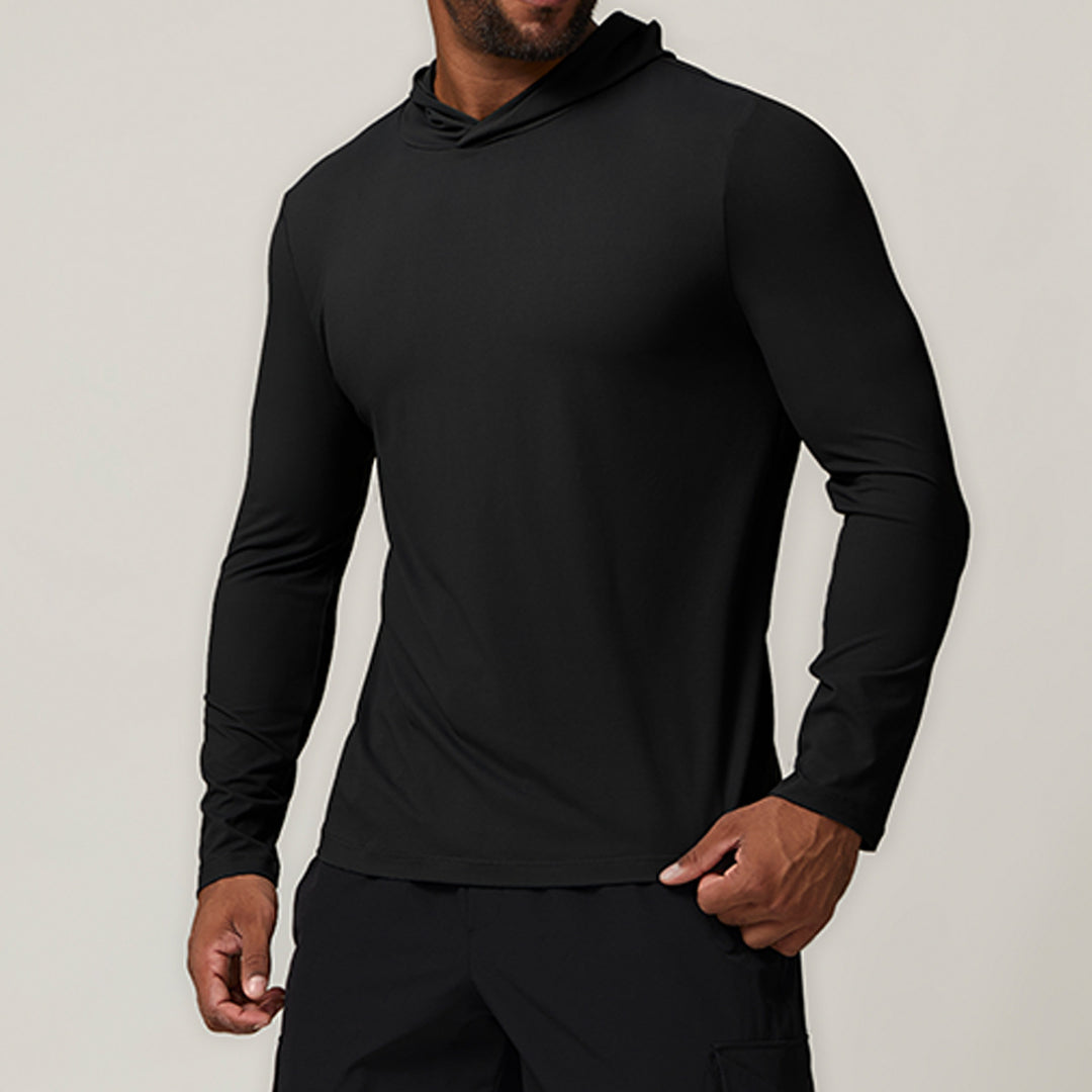 Herren Longsleeve mit Kapuze und feuchtigkeitstransportierender Technologie Drune