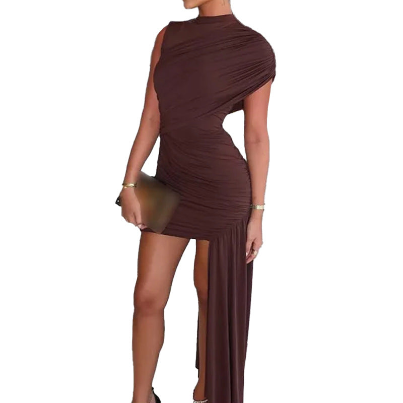Damen Minikleid mit asymmetrischem Schnitt und raffiniertem Drapierungseffekt Drune