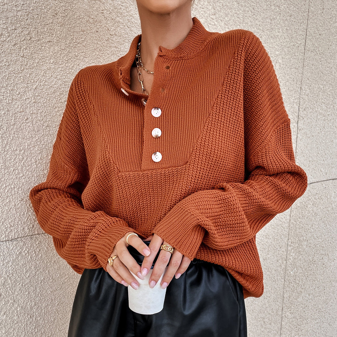 Damen Strickpullover mit Knopfleiste und strukturiertem Design Drune