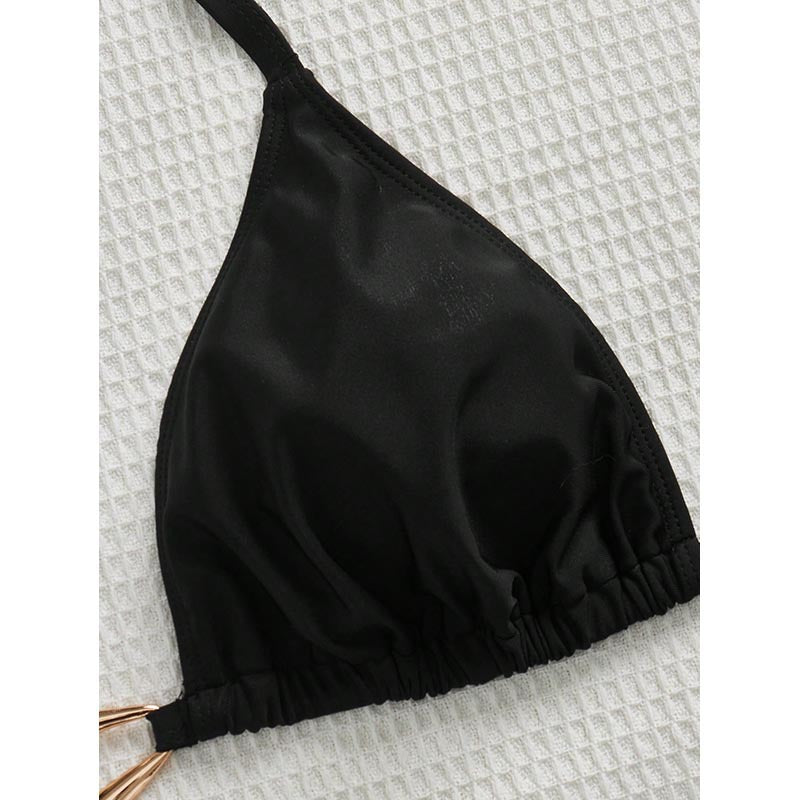 Damen Triangel-Bikini mit eleganter Schnürung und dekorativem Ring Drune