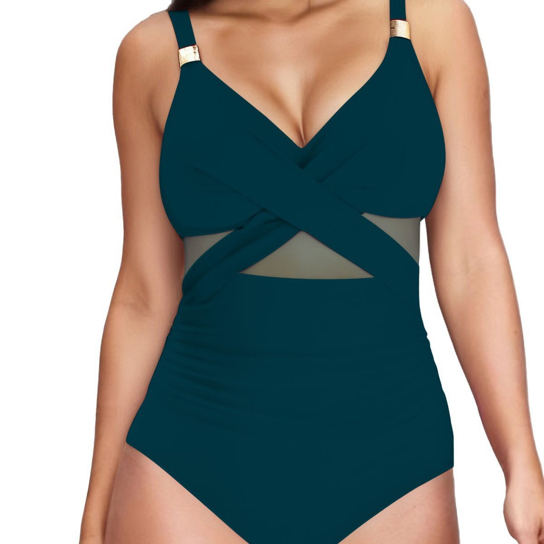 Damen Eleganter Einteiler mit transparenter Einsätzen Drune