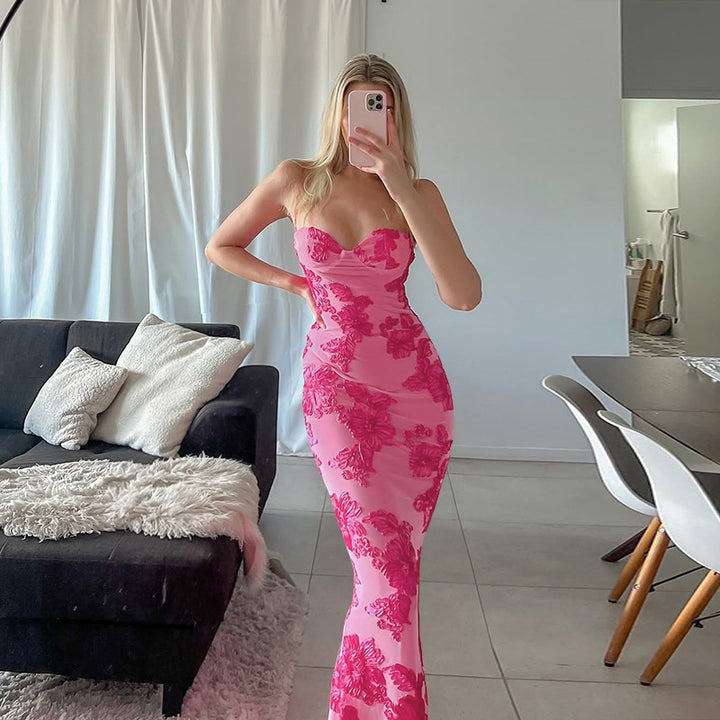 Damen Maxikleid mit floralem Spitze-Akkzenten und elegantem Schnitt Drune