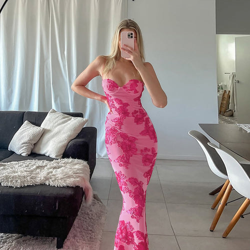 Damen Maxikleid mit floralem Spitze-Akkzenten und elegantem Schnitt Drune