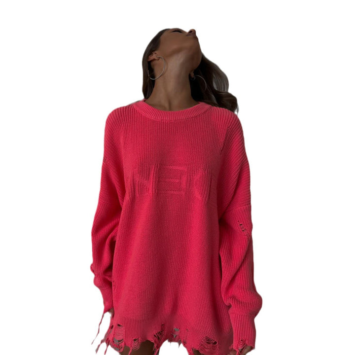 Damen Oversized Strickpullover im modernen Used-Look Drune