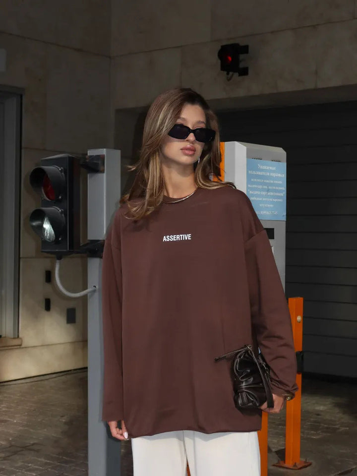 Damen lässiges Oversize-Sweatshirt mit stylischem Druck Drune